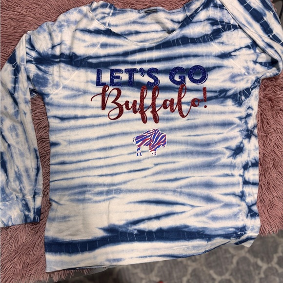 Let’s go Buffalo!!!! Blue and White Shirt with Buffalo Print : purchased at Rust - Picture 2 of 2